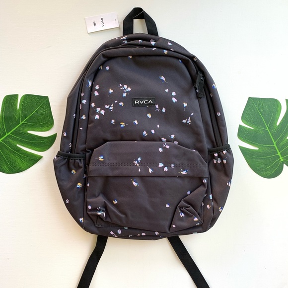 🌸NWT RVCA MULTIPLIED II BLACK FLORAL BACKPACK 🌸 - Picture 1 of 13